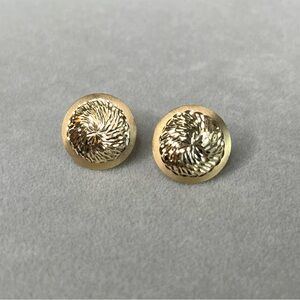 14k Disc Stud Earrings Diamond Cut 13.9mm 0.8g